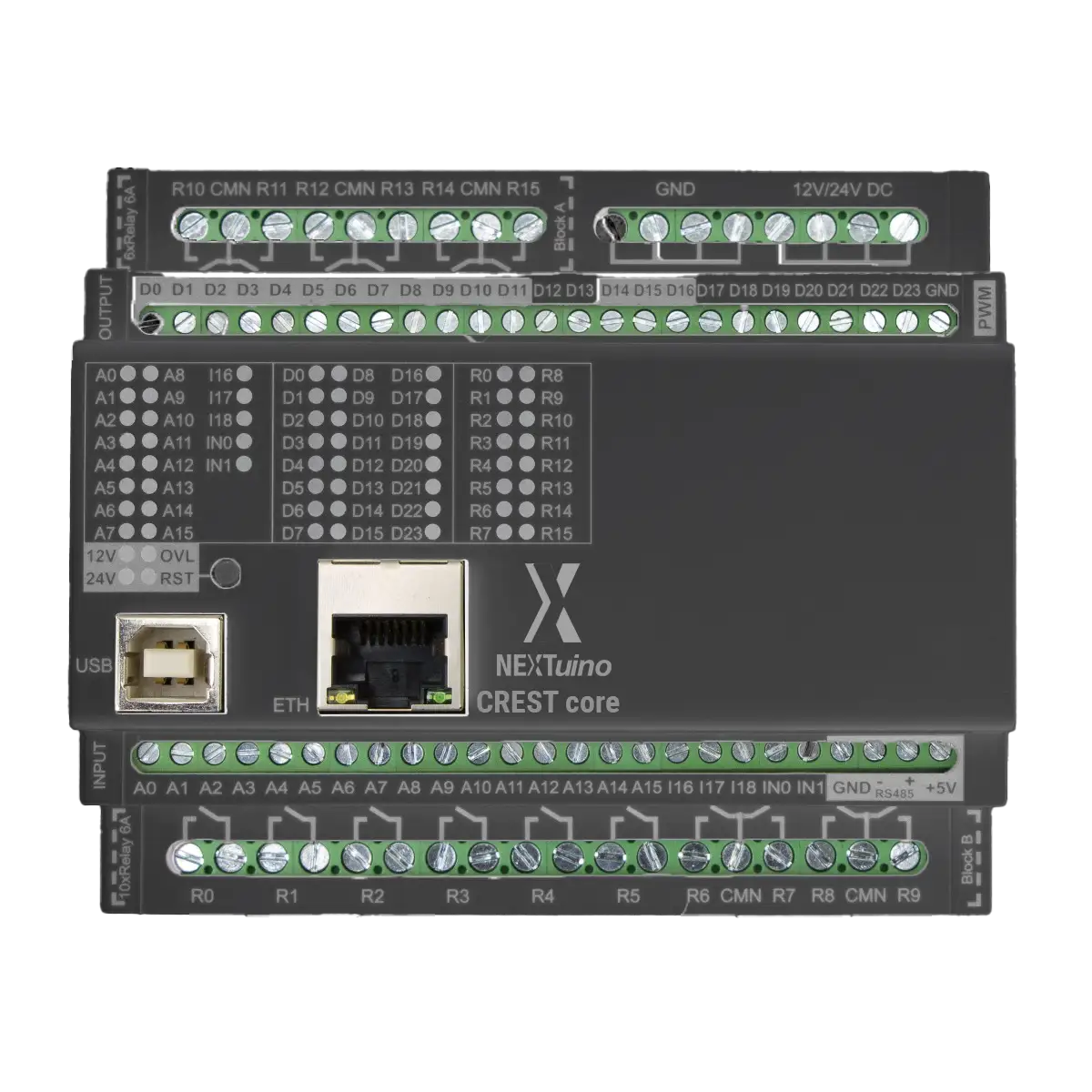NEXTuino CREST CORE — headerless flagship ATmega2560 industrial PLC