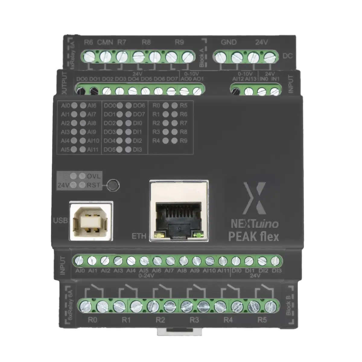 NEXTuino PEAK FLEX — ATmega2560 PLC with 18 DI and 0–10 V analog I/O